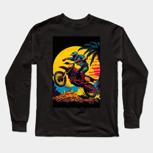 Dirt Bike With Orange moon Long Sleeve T-Shirt